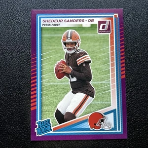 2025 Donruss - Shedeur Sanders Purple Press Proof Rated Rookie #306 Browns - Picture 1 of 2