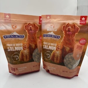2 Bags Nutri-Bites Freeze Dried Salmon Dog & Cat Treats - 14oz. Each Exp 01/26 - Picture 1 of 3