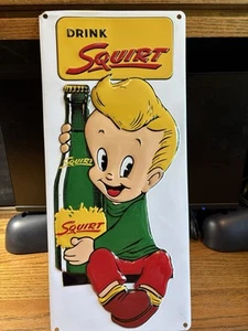 Vintage Drink Squirt Ande Rooney’s 1986 Embossed Metal Sign 8”x18” Used Good Con - Picture 1 of 6