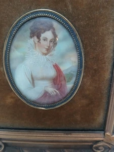 "Porträt einer Dame im Empire KLEID.  ROTE REVOLUTION SCHÄRPE FRANZÖSISCHE Miniatur,  - Bild 1 von 5
