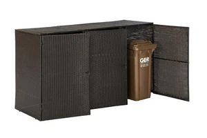 MX Mülltonnenabdeckung 3er braun Polyrattan Mülltonnenverkleidung Mülltonne - Bild 1 von 4