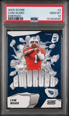 PSA 10 CAM WARD ROOKIE CARD #2 EMERGED 2025 PANINI SCORE TITANS RC - Image 1 of 2