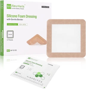 Silicone Adhesive Foam Dressing Bandage with Gentle Border 6 X 6 Inch for Bed So - Picture 1 of 12