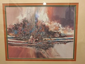 Original John L Mendoza Watercolor Framed 24" x 21" Colorado Artist Signed - Picture 1 of 8