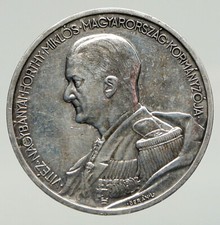 1939 HUNGARY Admiral Miklos Horthy Antique Silver 5 Pengo Hungarian Coin i93426