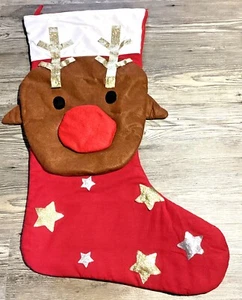 Rudolph Nariz Roja Reno Peluche Navidad Medias Brillo Estrellas Gigante XL 110 cm - Imagen 1 de 6