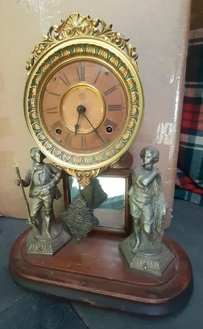 Antique Ansonia Crystal Palace Clock - No Glass Dome - Running Cover