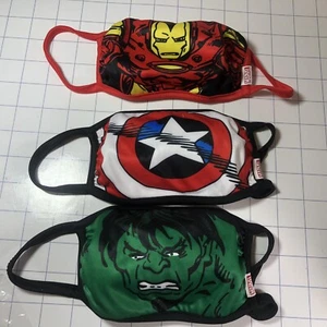 3 Marvel Superheroes Kids Cloth Face Mask - 3-Pack Washable Birkshire Fashions - Picture 1 of 9