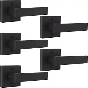 5PK Probrico Square Rosette Matte Black Door Single Dummy Door Lock Lever Handle - Picture 1 of 10