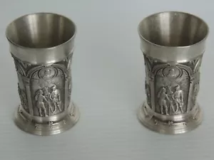 SKS ZINN 95% Pewter Shot Glasses Made In Germany PAIR - Picture 1 of 11
