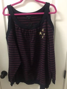 NWT LANE BRYANT MAROON/NAVY STRIPED MARINE STARS SWEATER PLUS SIZE 26/28 - Picture 1 of 6