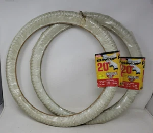 Vintage BMX BELL DURO 20 x 1.75 WHITE Bicycle Tires NOS 1998 Nylon - NEW SEALED - Picture 1 of 19