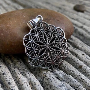 Ciondolo Artigianale Argento Sterling 925 Fiore della Vita Albero della Vita Vichingo - Foto 1 di 4