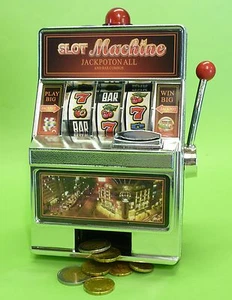 MINI Spielautomat Spardose Slot-Machine Höhe 18cm mit LICHT + SOUND 69-1228 - Bild 1 von 7