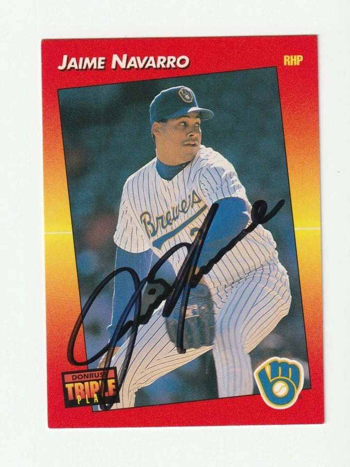 Jaime Navarro Signed 1992 Donruss Triple Play Card Auto Brewers Autograph COA - Image 1 of 1