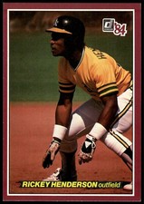 1984 Donruss Action All-Stars Jumbo Rickey Henderson Oakland Athletics #9