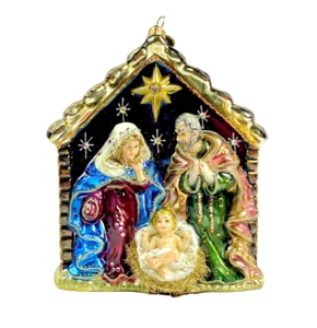 JAY STRONGWATER HEILIGE FAMILIE WEIHNACHTEN GLAS ORNAMENT NEU BOX URLAUB - Bild 1 von 8