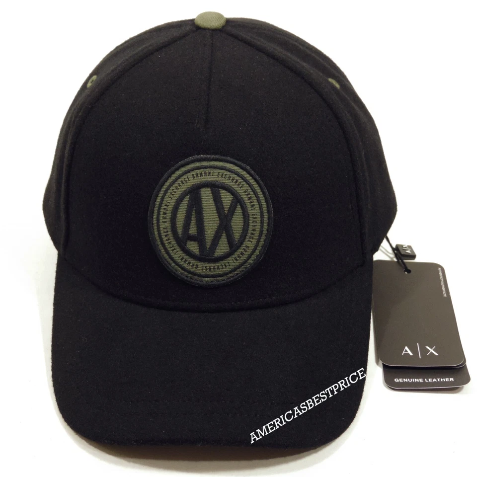 ARMANI EXCHANGE NOVO BONÉ/CHAPÉU MASCULINO PULSEIRA DE COURO AJUSTÁVEL NOVO COM ETIQUETAS MISTURA DE LÃ BOM - Imagem 1 de 1