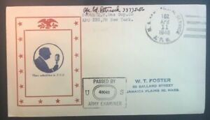 1945 They Asked For It FDR Army Postal NY Jamaica Plains MA WWII Patriotic Cover