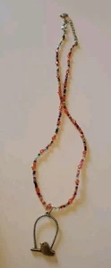Glass Beaded 16 Inch Extendable Bird Pendent Lobster Claw Necklace Silver Tone - Picture 1 of 4