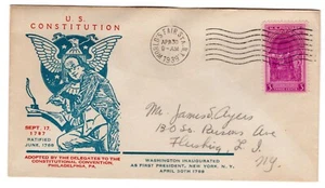 #854 Washington Inaug 1939 FDC Inofficial Cancel NY World's Fair Station - Bild 1 von 2