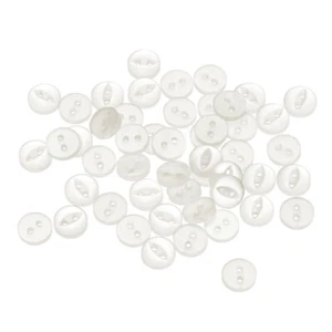50pcs White Round Sewing Buttons 9mm Resin 2-Hole Fish Eye Craft Button - Picture 1 of 6