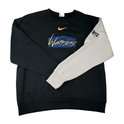 Golden State Warriors Nike Pullover Sweatshirt Mens XL Black Gray Sleeve NBA - Image 1 of 4
