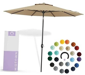 Sunbrella Umbrella 9 Feet Outdoor Umbrella With Heather Tan Acrylic Fabric - - Picture 1 of 7