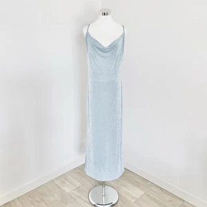 Fayt Refined Peri Dress Size 16 Blue Stretch Cowl Neck Long Strappy NEW flawed - Picture 1 of 11
