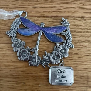GANZ Live in the moment Dragonfly LIFE IS BEAUTIFUL ORNAMENT  Purple 4” Long - Picture 1 of 3