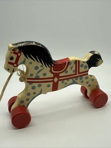VINTAGE Figur Spielzeug Pferd German VILLO PULL SPIELZEUG hohl Kunststoff - Bild 1 von 12