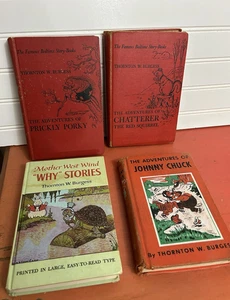 Thornton Burgess Vtg 4 book lot Prickly Porky Chatterer Squirrel Johnny Chuck & - Picture 1 of 23