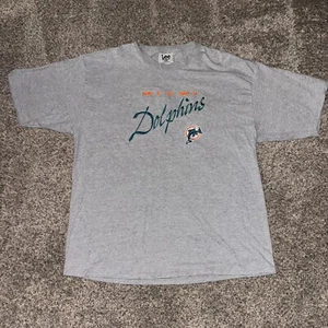 Vintage Lee Sport Miami Dolphins T Shirt Gray Men's XXL NFL Football Embroidered - Picture 1 of 9