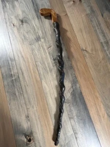 Handmade / Handcrafted Vine Twisted Spiral Wooden Hiking Stick Vintage 34" long - Picture 1 of 4