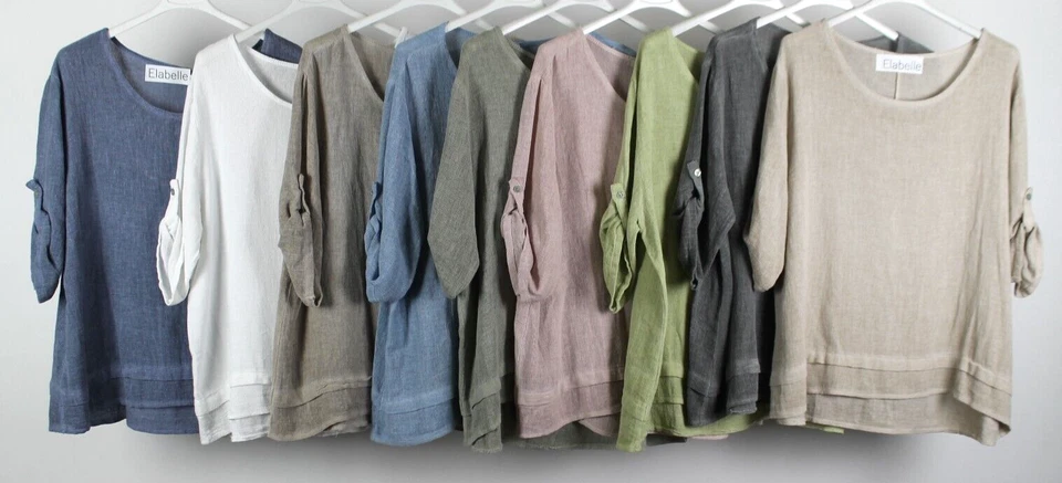 NEW LADIES SUMMER 2025 LIGHTWEIGHT CASUAL SCOOP NECK COTTON & LINEN TUNIC TOP - Image 1 of 1