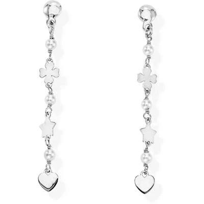 Coppia Orecchini Pendenti Amen 925 ORCQSBP Perline Quadrifoglio Cuore Stella - Immagine 1 di 2