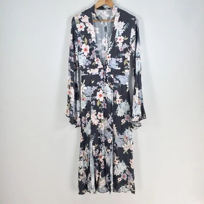 Somedays lovin женщин макси платье размер S aus 8 черный цветочный длинным рукавом 056176 - Изображение 1 из 4