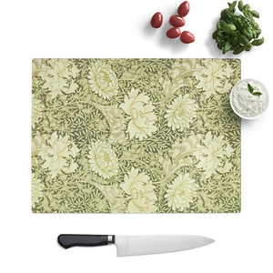 Chrysanthemum Print By William Morris Chopping Board Kitchen Glass Worktop Saver - Picture 1 of 6