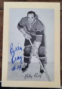 BILLY REAY SIGNED 1944-1963 BEE HIVE PHOTO CARD GROUP 2 CANADIENS DEC - Picture 1 of 1