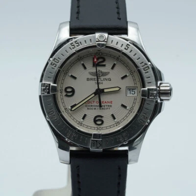 Breitling Colt Oceane Mujer Reloj A77380 32MM Acero Con Cuero Banda Hermoso - Imagen 1 de 4