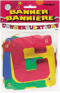 Metallic "Congratulations" Jointed Banner, 4 Ft Graduation - Picture 1 of 2