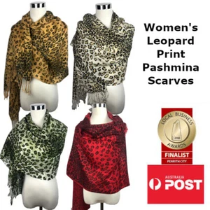 Women's Leopard Print Pashmina Scarf/Shawl Print Party Wedding Wrap - Picture 1 of 15