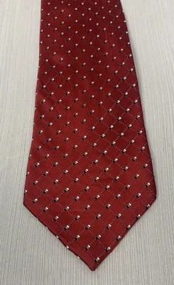 J. Ferrar 100% Imported Silk Tie Geometric print Red White Black Gray colors 62" - Image 1 of 4