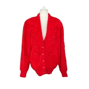 Vintage ChaBar of Scottsdale Angora Mischung Perlen erhaben Blumen Cardigan Pullover - Bild 1 von 11