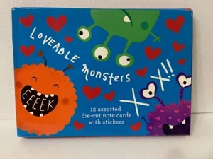 Papyrus Valetine's Day Assorted die-cut Note Cards | Lovable Monster - Picture 1 of 2