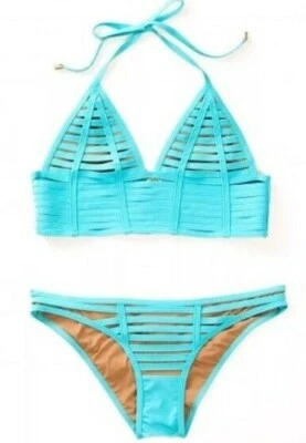 Nuevo con etiquetas Conjunto de Bikini Beach Bunny Duro Verano Línea Larga XS y Parte Inferior Escasa S Aqua Foto 1 de 3