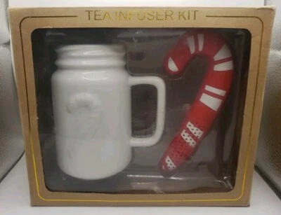 Christmas Holiday Tea Infuser Kit Mug & Silicon candy cane  Infuser Foto 1 de 4
