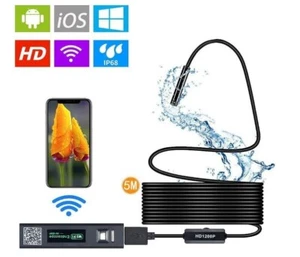 Telecamera di ispezione 7mm 1200P HD WiFi Borescope con 8 luci LED IP68 5M - Foto 1 di 11