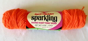 Red Heart Sparkling knitting Yarn Tangerine & Greeb 4oz 4ply 2 Skeins Wintuk - Picture 1 of 6
