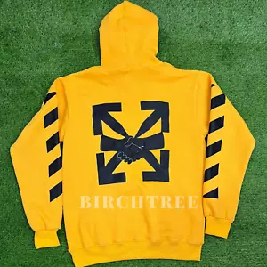 Men's off-White Pattern Arrow Yellow Hoodie casual Hooded Sweatshirt - Picture 1 of 6
